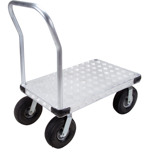 Aluminum Platform Truck, 24" W x 36" L, 1600 lbs. Cap., Pneumatic Wheels Planification Entrepots Molloy
