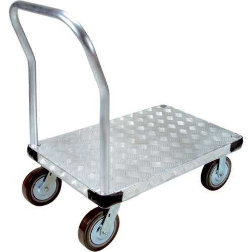 Aluminum Platform Truck, 24" W x 48" L, 4000 lbs. Cap., Polyurethane Wheels Planification Entrepots Molloy