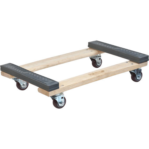 Socle roulant en bois dur &agrave; bouts avec caoutchouc, Cadre en Bois, 18" la x 24" p x 7" h, Capacit&eacute; de 1400 lb Planification Entrepots Molloy