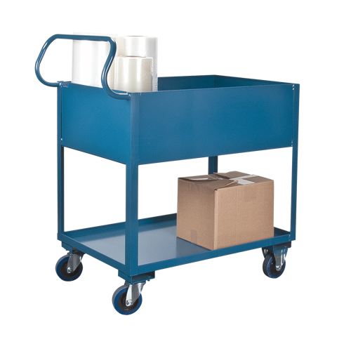 Chariots de service &agrave; bordure profonde, 2 Tiers, 24" la x 47" h x 36" p, Capacit&eacute; 1200 lb Planification Entrepots Molloy