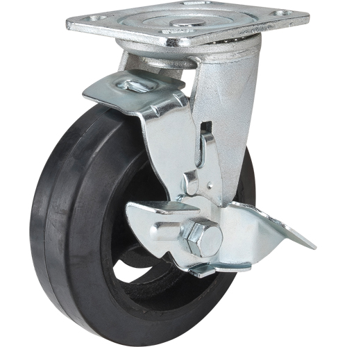 Roulette moul&eacute;, Pivotant avec frein, 6" (152,4 mm), Caoutchouc, 550 lb (249 kg) Planification Entrepots Molloy
