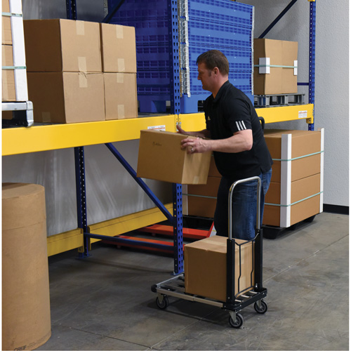 Chariot &agrave; plateforme repliable, Acier inoxydable, 300 lb, 28" lo x 16" la, Hauteur 33-1/2" Planification Entrepots Molloy