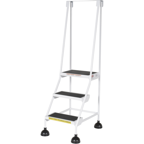 Stop-Step Ladders, 3 Steps, 16" Step Width, 28-11/16" Platform Height, Steel Planification Entrepots Molloy