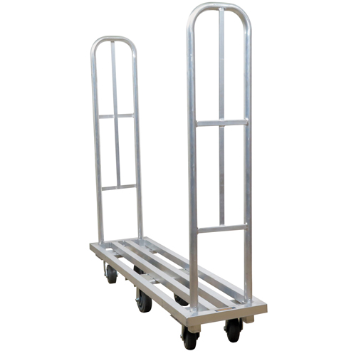 Aluminum U-Boat Platform Truck, 16" W x 63" L, 1322 lbs. Cap., Polyurethane Wheels Planification Entrepots Molloy