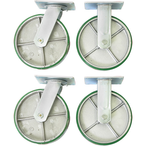 Jeu de roulettes de 8" pour chariots &agrave; plateforme Planification Entrepots Molloy