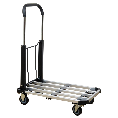 Folding Handle Platform Truck, Aluminum, 300 lbs., 28" L x 16" W, 37.75" High Planification Entrepots Molloy