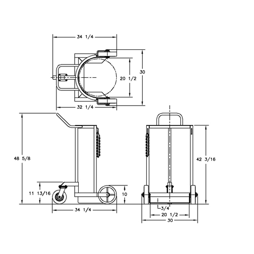 Grand chariot LCC pour bouteille de gaz liquide, Roues Polyur&eacute;thane, Base de 20" la x 20" p, 1000 lb Planification Entrepots Molloy