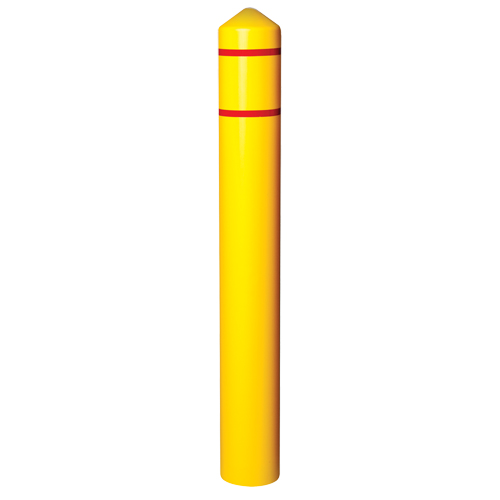 Smooth Bollard Cover With Reflective Stripes, 4" Dia. x 56" L, Yellow Planification Entrepots Molloy