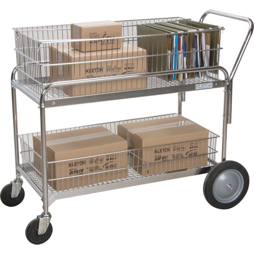 Chariot de bureau en treillis m&eacute;tallique pour le courrier, 250 lb Capacit&eacute;, Chrome, 23" p x 42" la x 38" h, Chrom&eacute; Planification Entrepots Molloy