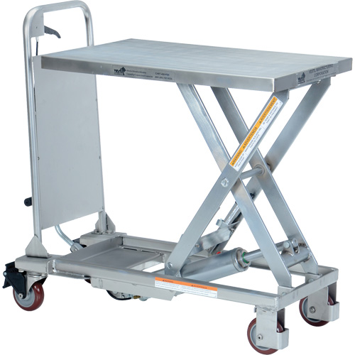 Manual Hydraulic Scissor Lift Table, 27-1/2" L x 17-5/8" W, Partial Stainless Steel, 400 lbs. Capacity Planification Entrepots Molloy