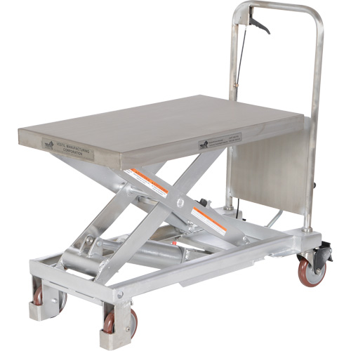 Manual Hydraulic Scissor Lift Table, 32-1/2" L x 19-1/2 W, Partial Stainless Steel, 1000 lbs. Capacity Planification Entrepots Molloy