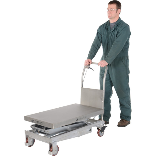 Manual Hydraulic Scissor Lift Table, 35-1/2" L x 20" W, Partial Stainless Steel, 800 lbs. Capacity Planification Entrepots Molloy