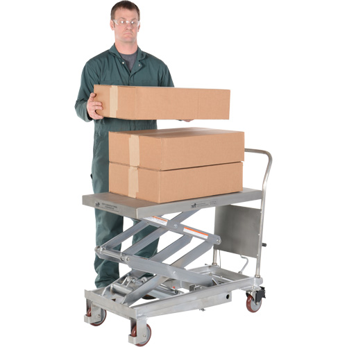 Manual Hydraulic Scissor Lift Table, 35-1/2" L x 20" W, Partial Stainless Steel, 800 lbs. Capacity Planification Entrepots Molloy