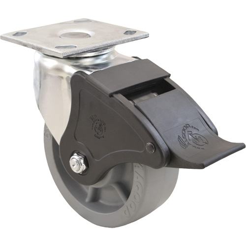 Roulette Emaxx, Pivotant avec frein, 4" (101,6 mm), Envirothane, 1000 lb (453,6 kg) Planification Entrepots Molloy