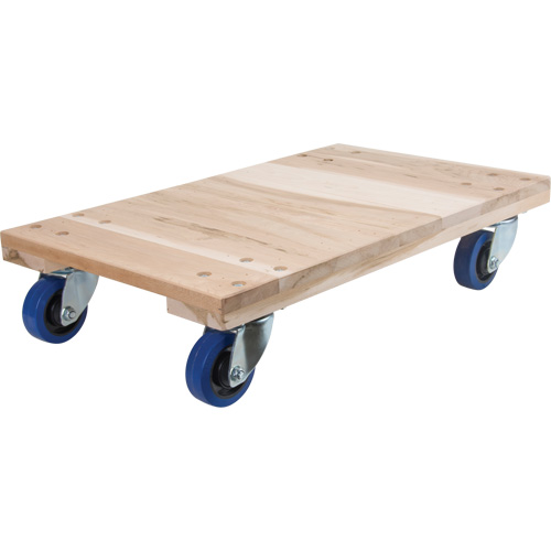 Medium-Duty Solid Wood Dollies, Polyolefin Wheels, 900 lbs. Capacity, 18" W x 24" D x 7" H Planification Entrepots Molloy