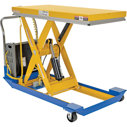 DC Powered & Manual Scissor Lift Table, Steel, 48" L x 24" W, 1000 lbs. Capacity Planification Entrepots Molloy