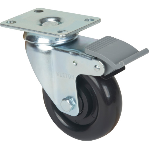 Caster, Swivel with Brake, 4" (101.6 mm), Polyolefin, 250 lbs. (113.4 kg) Planification Entrepots Molloy