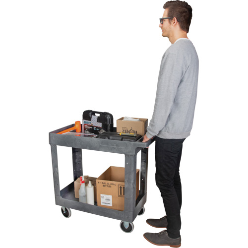 Chariot utilitaire pour l'entretien, 2 tiers, 16-1/2" x 32-1/2" x 34-1/2", Capacit&eacute; 550 lb Planification Entrepots Molloy