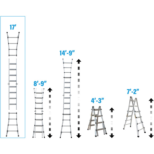 &eacute;chelle t&eacute;lescopique multifonction, Aluminium, 300 lb, CSA calibre 1A Planification Entrepots Molloy