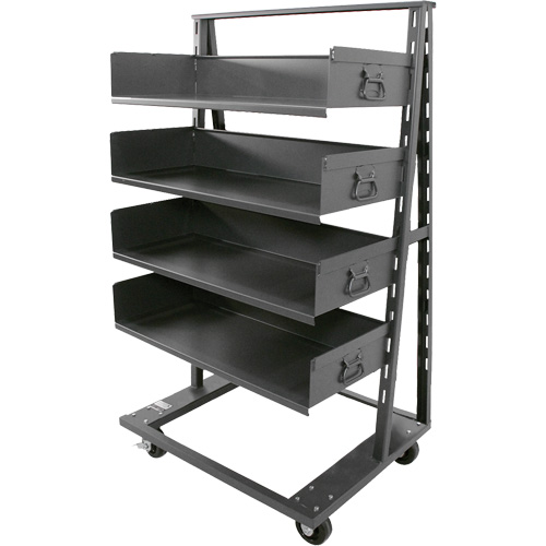 Single-Sided Heavy Duty A-Frame Cart with 4 Large Trays, 38" x 25" x 63", 2500 lbs. Capacity Planification Entrepots Molloy
