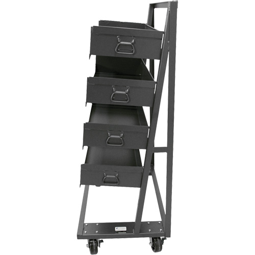 Single-Sided Heavy Duty A-Frame Cart with 4 Large Trays, 38" x 25" x 63", 2500 lbs. Capacity Planification Entrepots Molloy
