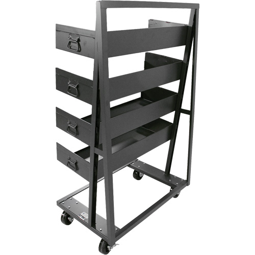 Single-Sided Heavy Duty A-Frame Cart with 4 Large Trays, 38" x 25" x 63", 2500 lbs. Capacity Planification Entrepots Molloy