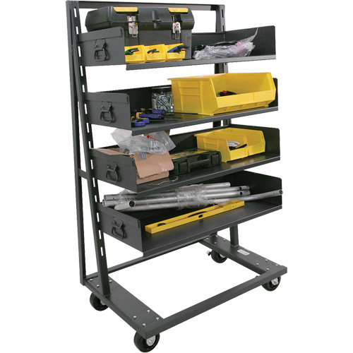 Single-Sided Heavy Duty A-Frame Cart with 4 Large Trays, 38" x 25" x 63", 2500 lbs. Capacity Planification Entrepots Molloy