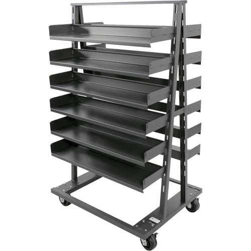Double-Sided Heavy Duty A-Frame Cart with 12 Trays, 38" x 30" x 63", 2500 lbs. Capacity Planification Entrepots Molloy