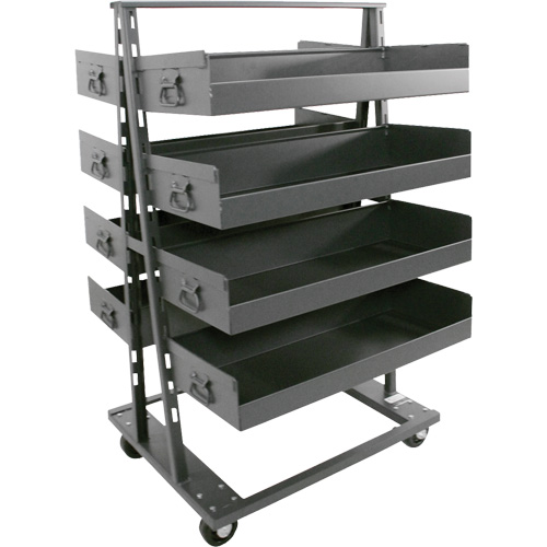 Double-Sided Heavy Duty A-Frame Cart with 8 Large Lipped Trays, 38" x 30" x 63", 2500 lbs. Capacity Planification Entrepots Molloy