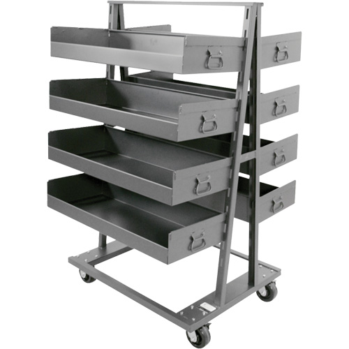 Double-Sided Heavy Duty A-Frame Cart with 8 Large Lipped Trays, 38" x 30" x 63", 2500 lbs. Capacity Planification Entrepots Molloy
