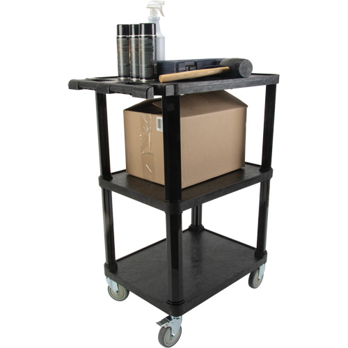 Utility Cart with Flat Shelf, 3 Tiers, 18-1/8" x 37-3/8" x 27-3/4", 330 lbs. Capacity Planification Entrepots Molloy