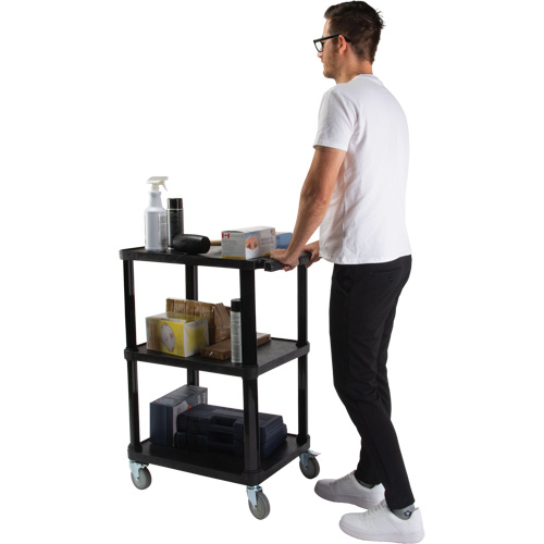 Utility Cart with Flat Shelf, 3 Tiers, 18-1/8" x 37-3/8" x 27-3/4", 330 lbs. Capacity Planification Entrepots Molloy