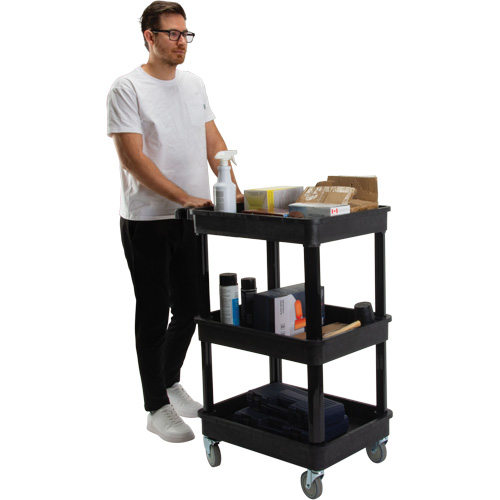 Utility Cart with Deep Lip Shelf, 3 Tiers, 19" x 39-1/2" x 28-1/4", 330 lbs. Capacity Planification Entrepots Molloy