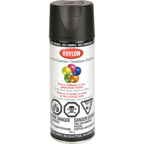 Laque industrielle Acryli-Quik, Noir, Semi-mat, 12 oz, Canette a&eacute;rosol Planification Entrepots Molloy