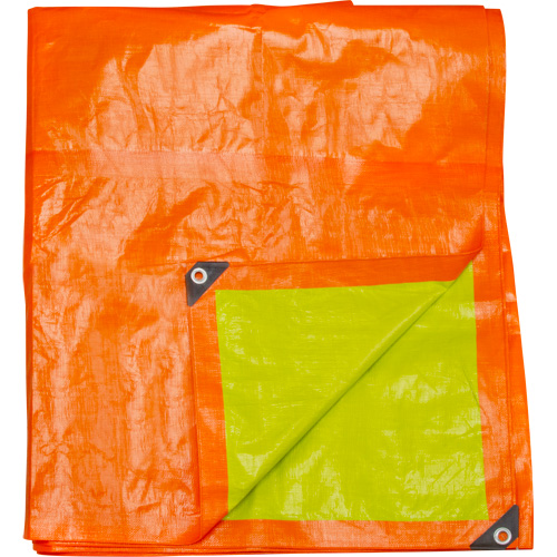 High-Visibility Heavy-Duty Woven Tarp, Polyethylene, Green/Orange, 16' x 20' x 12 mils Planification Entrepots Molloy