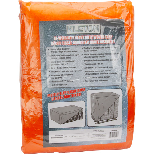 High-Visibility Heavy-Duty Woven Tarp, Polyethylene, Green/Orange, 16' x 20' x 12 mils Planification Entrepots Molloy