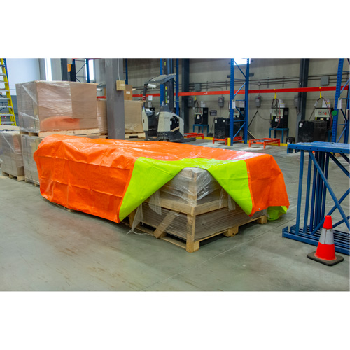 High-Visibility Heavy-Duty Woven Tarp, Polyethylene, Green/Orange, 16' x 20' x 12 mils Planification Entrepots Molloy
