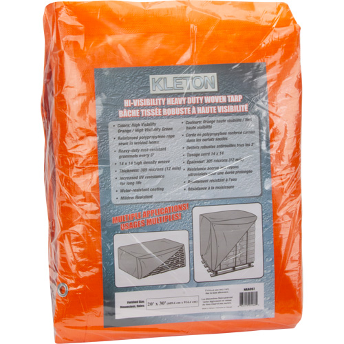 High-Visibility Heavy-Duty Woven Tarp, Polyethylene, Green/Orange, 20' x 30' x 12 mils Planification Entrepots Molloy