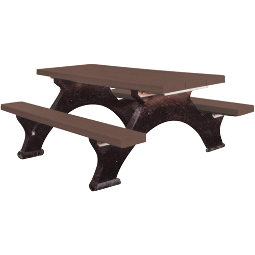Tables de pique-nique en plastique recycl&eacute;, 6' lo x 62-1/4" la, Brun Planification Entrepots Molloy