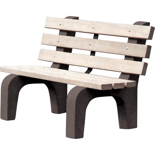 Park Benches, Recycled Plastic, 48" L x 25" W x 31" H, Grey Planification Entrepots Molloy