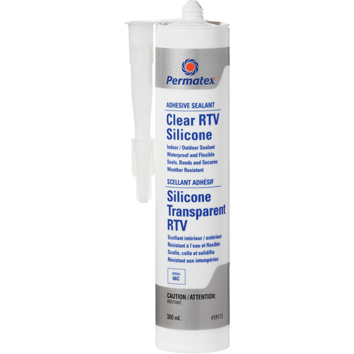Clear RTV Adhesive Sealant, 300 ml, Cartridge, Clear Planification Entrepots Molloy