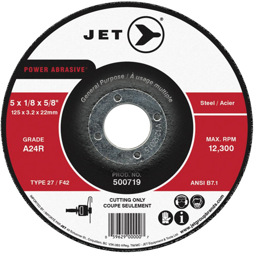 Power Abrasive Cut-Off Wheel, 4-1/2" x 1/8", 7/8" Arbor, Type 27, 13300 RPM Planification Entrepots Molloy