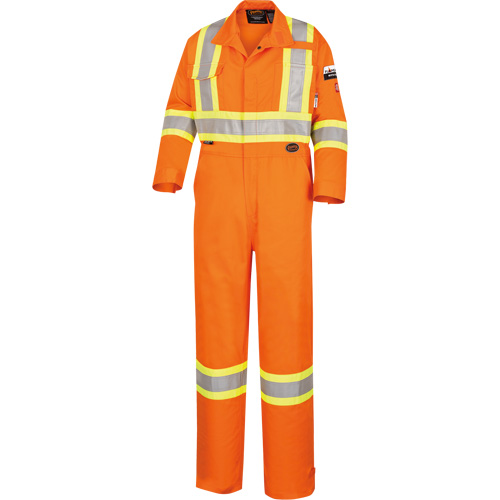 5555 Combinaison de s&eacute;curit&eacute; &agrave; haute visibilit&eacute; ignifuge et anti-arcs &eacute;lectriques, Taille 36, Orange haute visibilit&eacute;, 11 cal/cm² Planification Entrepots Molloy