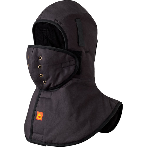5565A Heavy-Duty Flame Resistant Long Neck Hardhat Liner, Black, Cotton Planification Entrepots Molloy