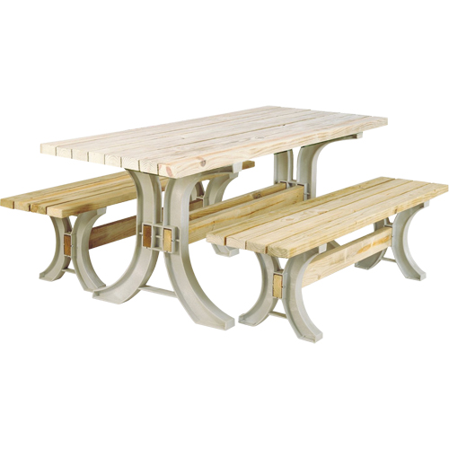 2x4 Basics&reg; Picnic Table & Benches Kit, 8' L x 30" W, Sand Planification Entrepots Molloy