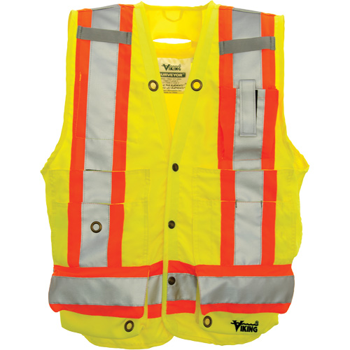 Surveyor Safety Vest, High Visibility Lime-Yellow, Large, Polyester Planification Entrepots Molloy