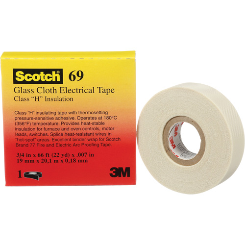 Scotch&reg; Glass Cloth Tape, 19 mm (3/4") W x 20 m (66') L, 7 mils, White Planification Entrepots Molloy