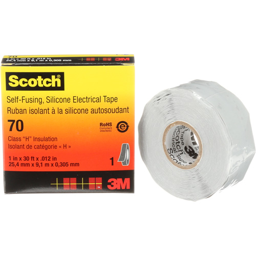 Ruban isolant en caoutchouc de silicone autofusionnant Scotch, 25,4 mm (1") x 9 m (30'), Gris, 12 mils Planification Entrepots Molloy