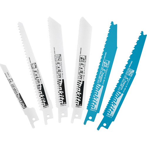Ensemble de 6 lames pour scie alternative, Bim&eacute;tal, 6-18 Dents par pouce, 6"/3-1/2" lo x 3/4" la Planification Entrepots Molloy