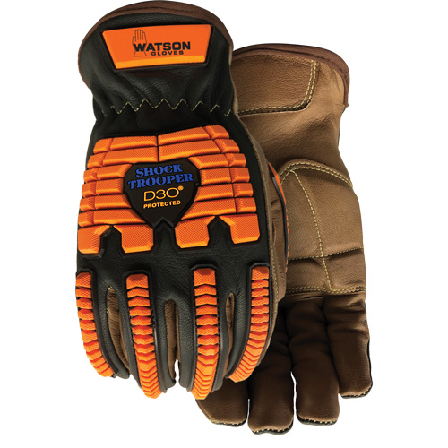 Gants antichocs Drill Sergeant, Grand, Paume en Cuir fleur, Poignet &agrave; enfiler Planification Entrepots Molloy
